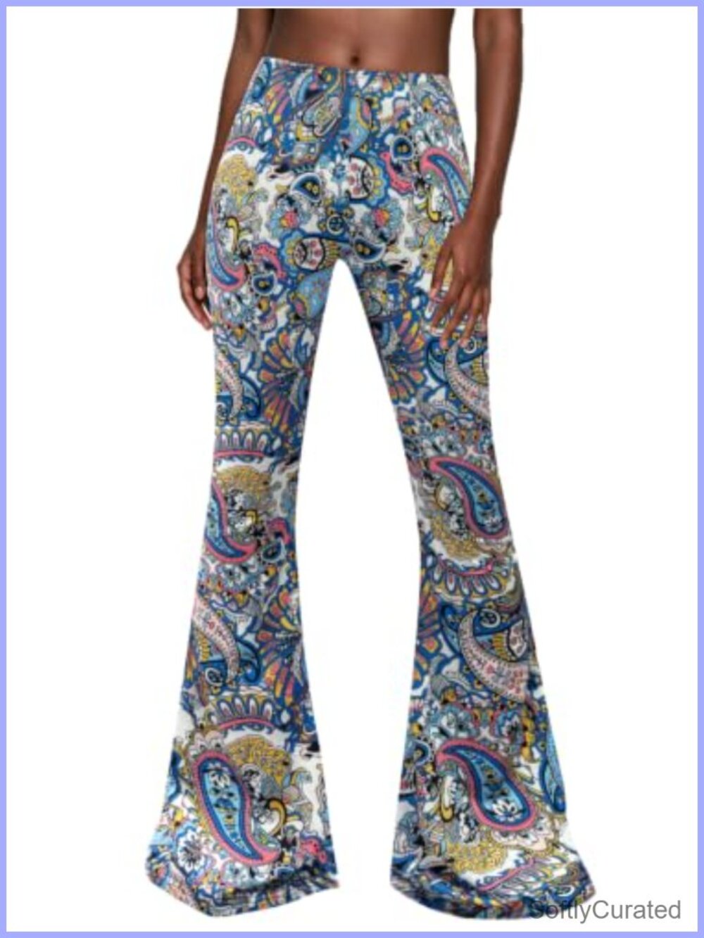 High Waisted Bell Bottom Yoga Pants Paisley Floral Flared Leggings